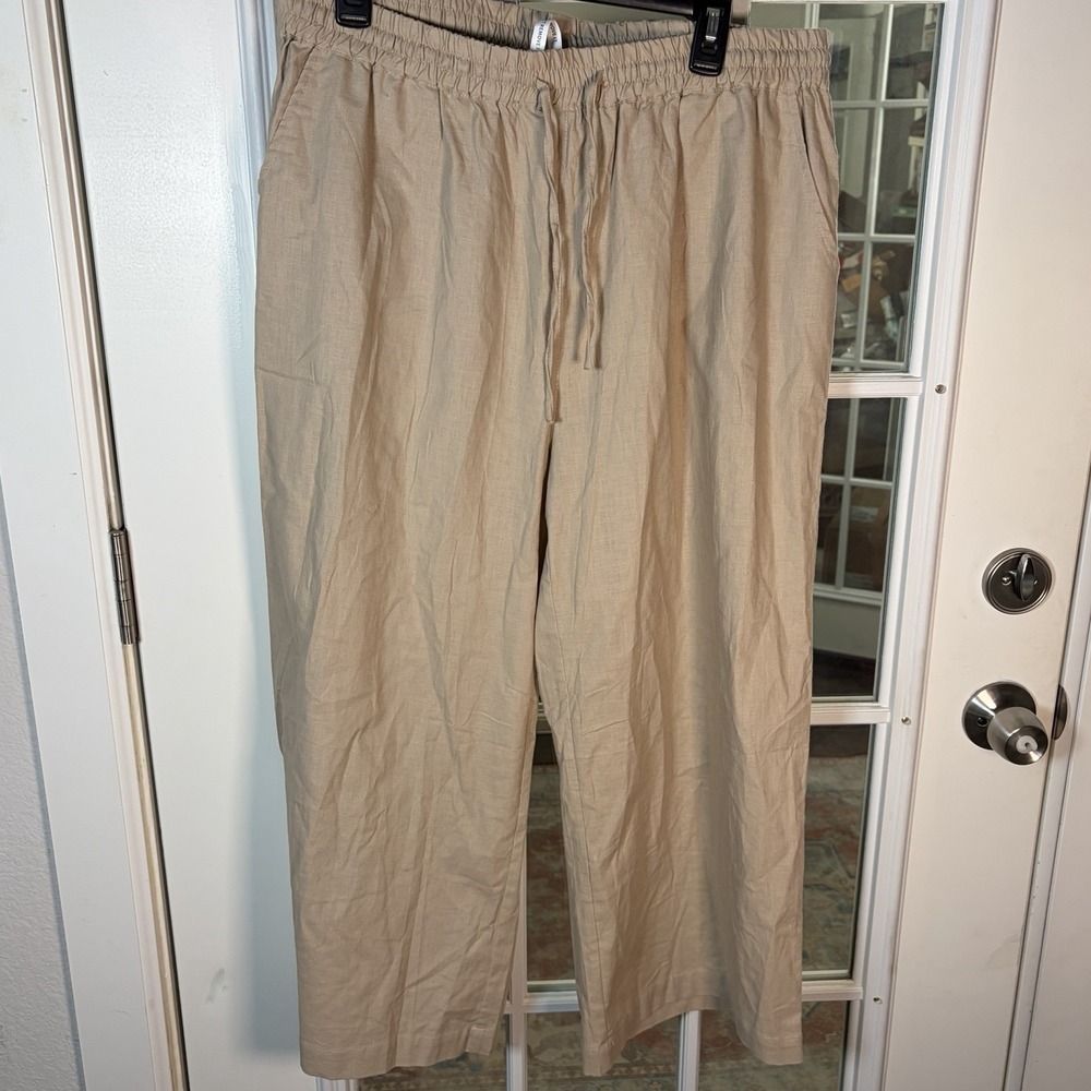 NWT Scupper Linen Blen Wide Leg Cropped Drawstring Pants Women's Size 2XL